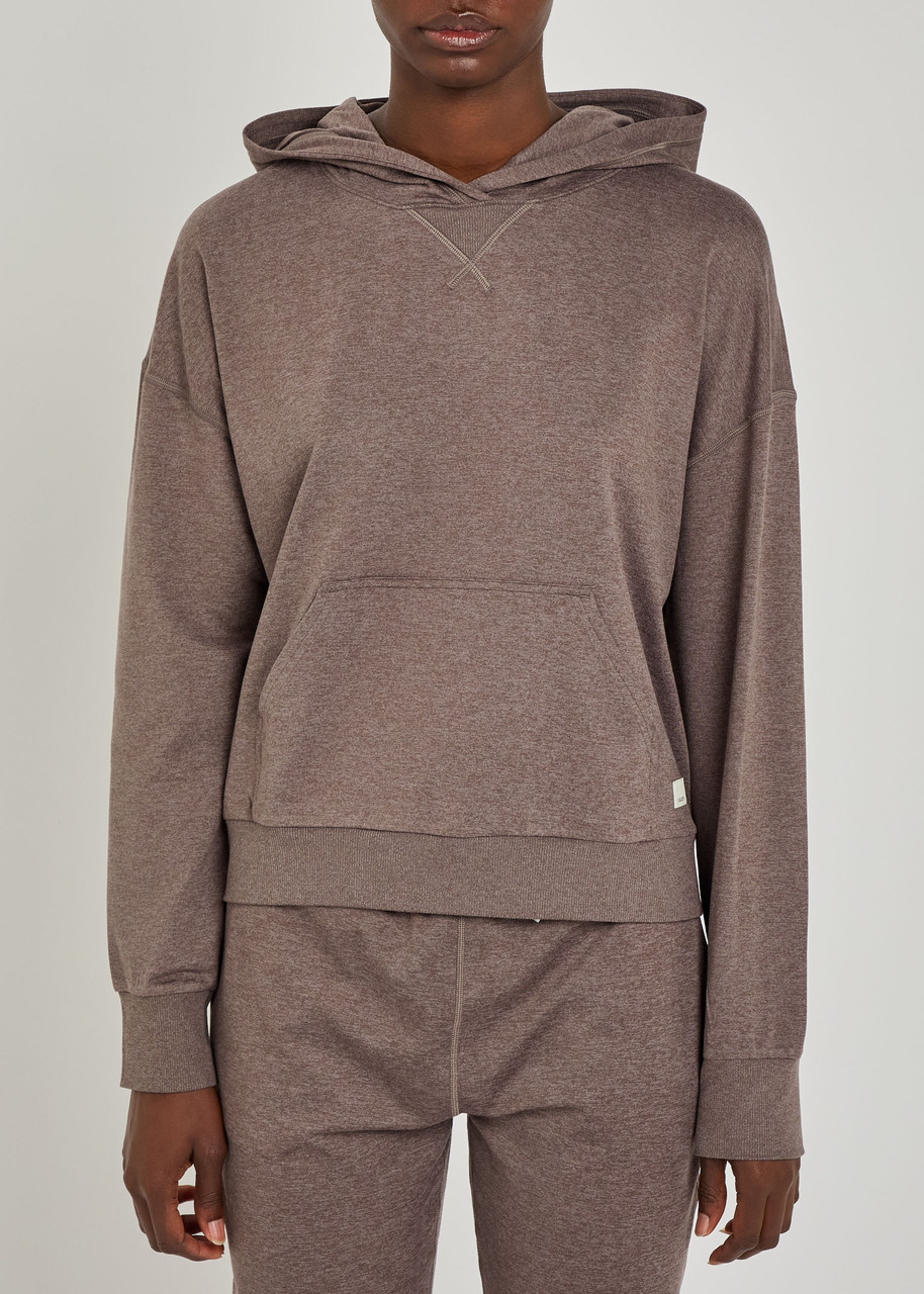 Vuori Halo Modern Hooded Slubbed Jersey Sweatshirt In Brown
