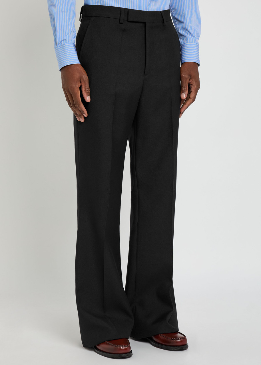 Valentino Garavani Flared-leg Twill Trousers In Blue