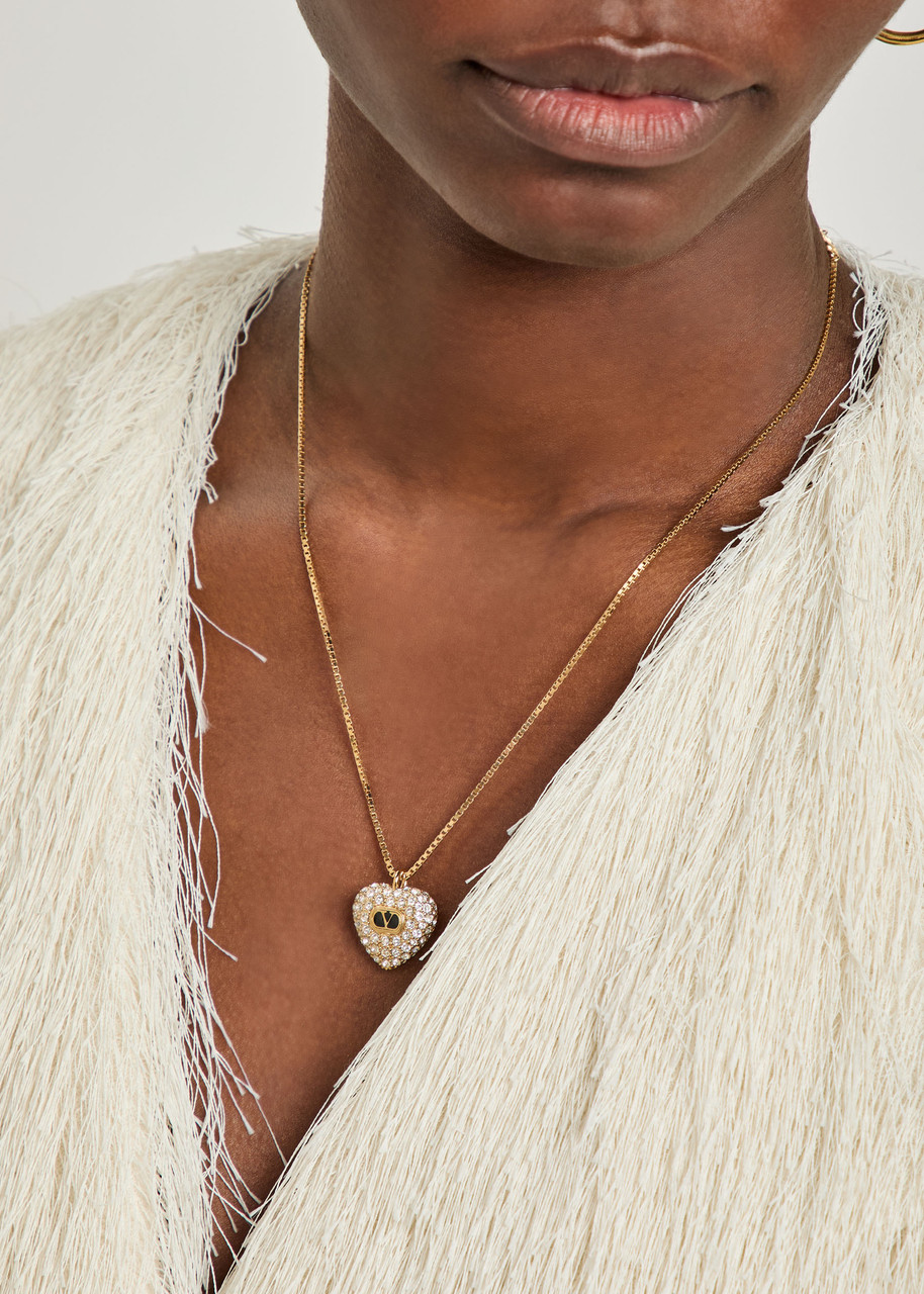 Valentino Caur Royal Embellished Pendant Necklace In Gold