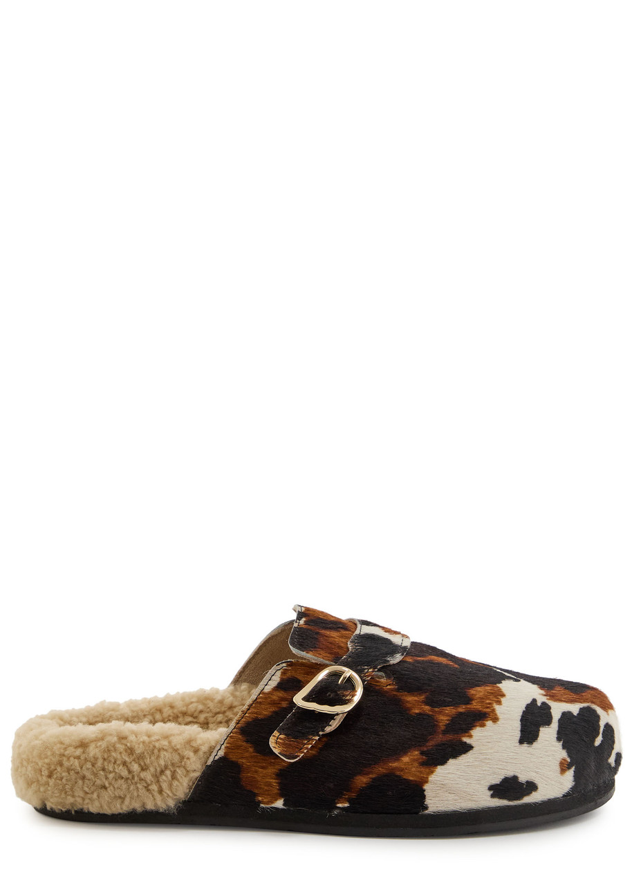 Ancient Greek Sandals Vasilitsa Cow-print Pony-hair Mules - White - 36 (IT36/ UK3)