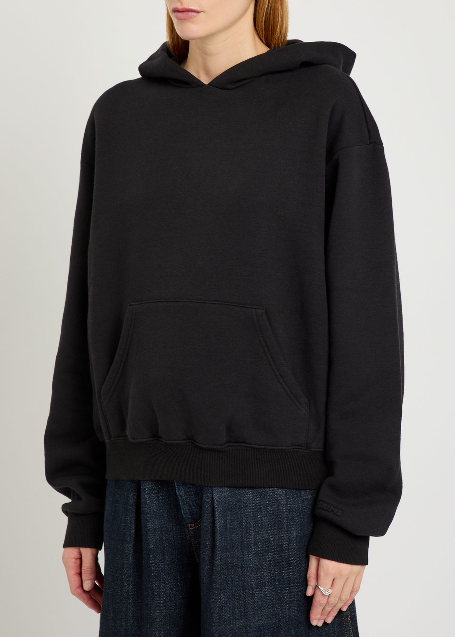 Skims Cotton-blend Hooded Sweatshirt In Black