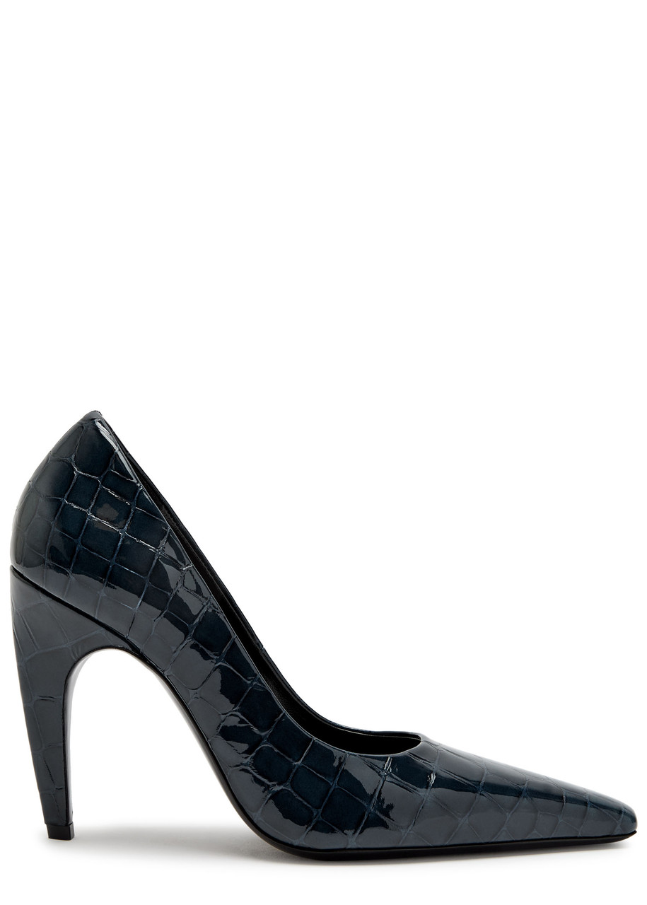 Jude Fame Crocodile-effect Leather Pumps In Blue