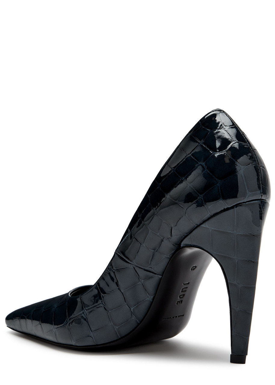 Jude Fame Crocodile-effect Leather Pumps In Blue