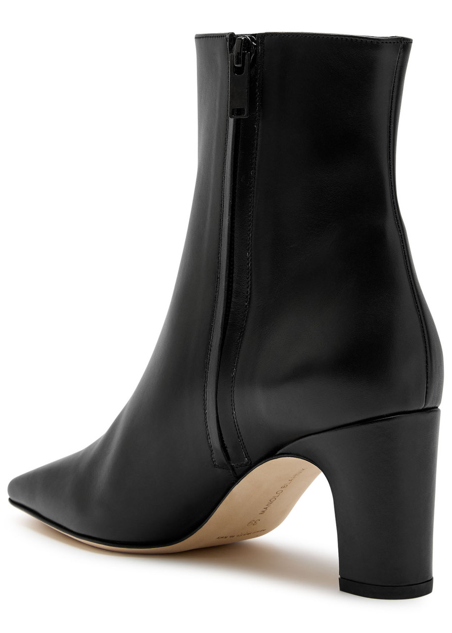 Manolo Blahnik 70mm Ofaralo Pointed Ankle Boots In Black