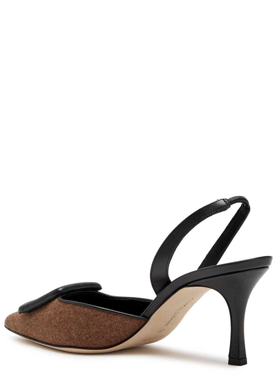 Manolo Blahnik Mayslibi 70 Slingback Leather Pumps In Brown
