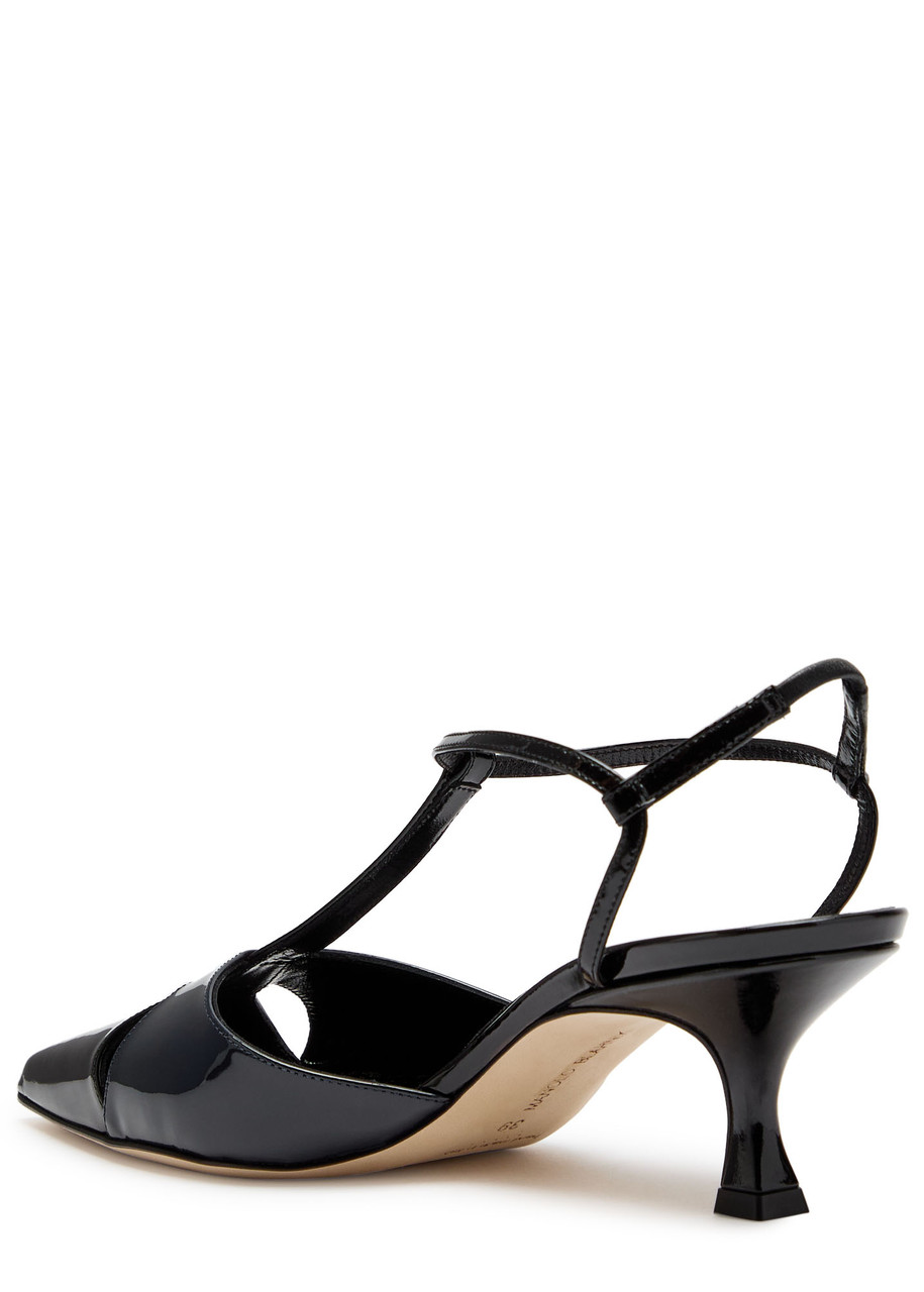 Manolo Blahnik Turgimod 50 Patent Leather Slingback Pumps In Black
