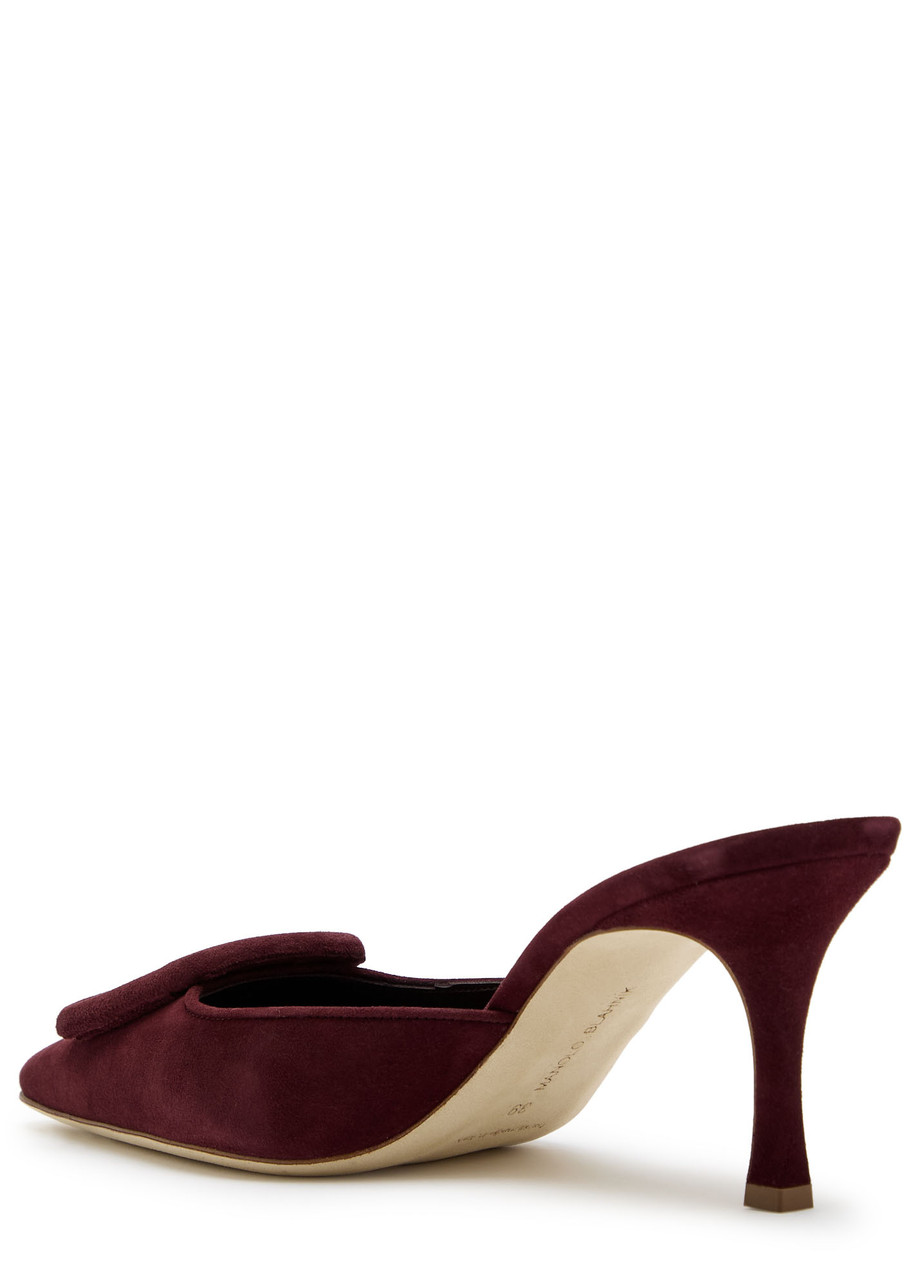 Manolo Blahnik Maysale 70 Suede Mules In Burgundy