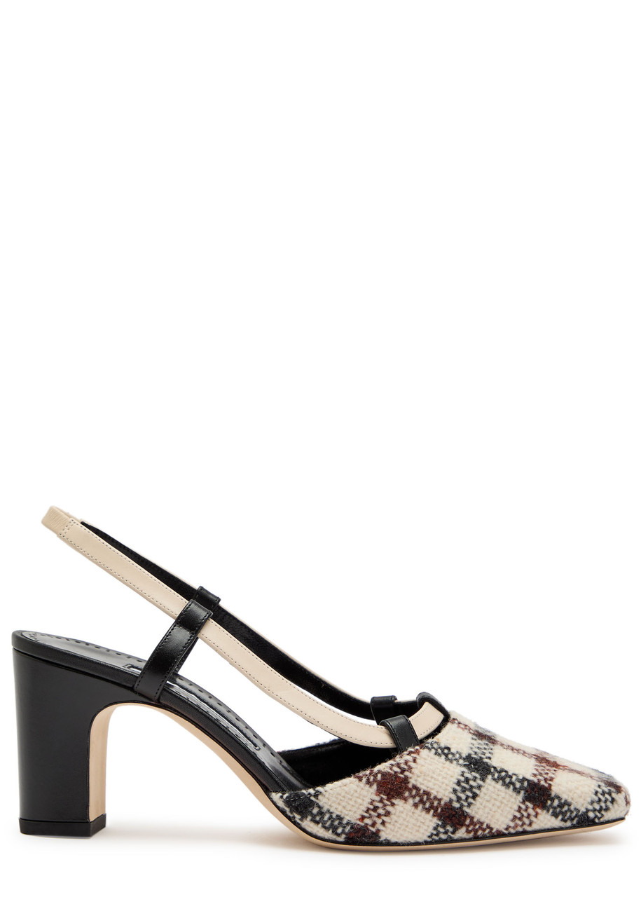 Manolo Blahnik Vestel 70 Leather Slingback Mules - Cream - 40 (IT40 / UK7)