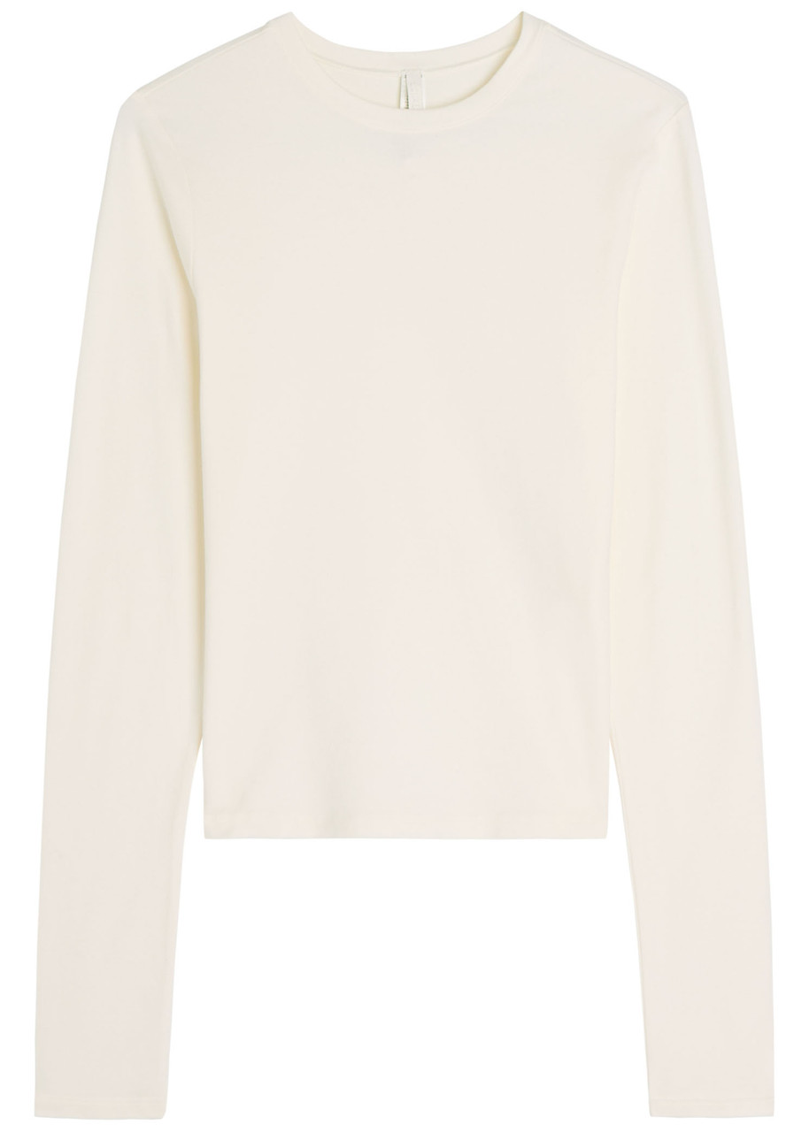 Skims Long Sleeve Cotton-jersey T-shirt - Off White - Xxl (UK22-24)