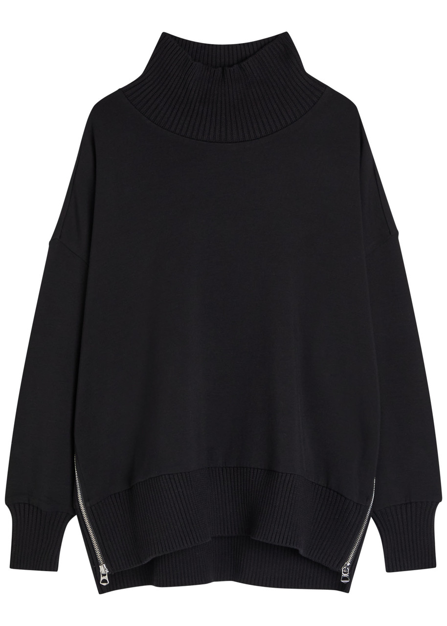 Varley Barker Oversized Zip-detailed Stretch-jersey Turtleneck Sweatshirt In Black