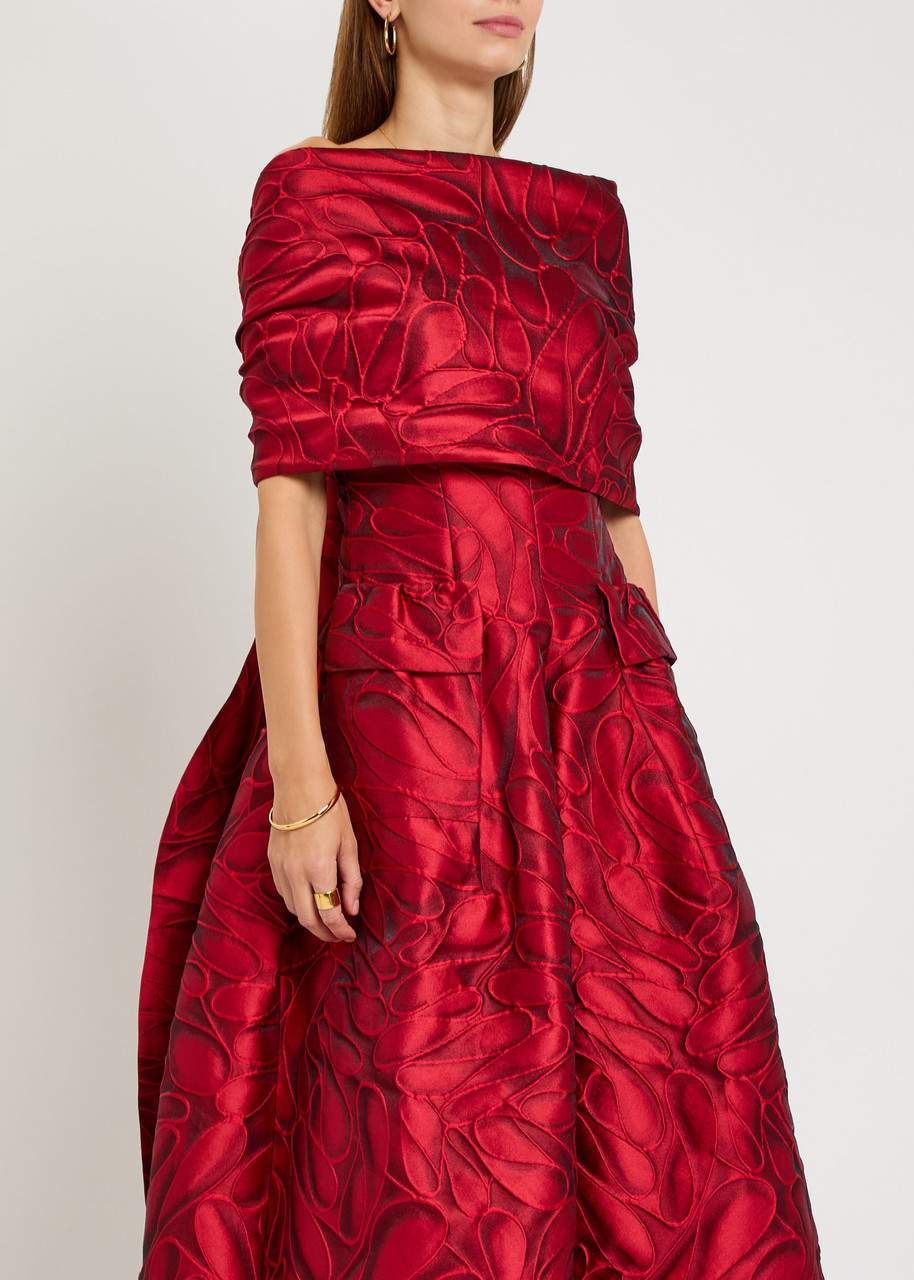  Talbot Runhof Patterned-jacquard Woven Stole - Red - One Size 