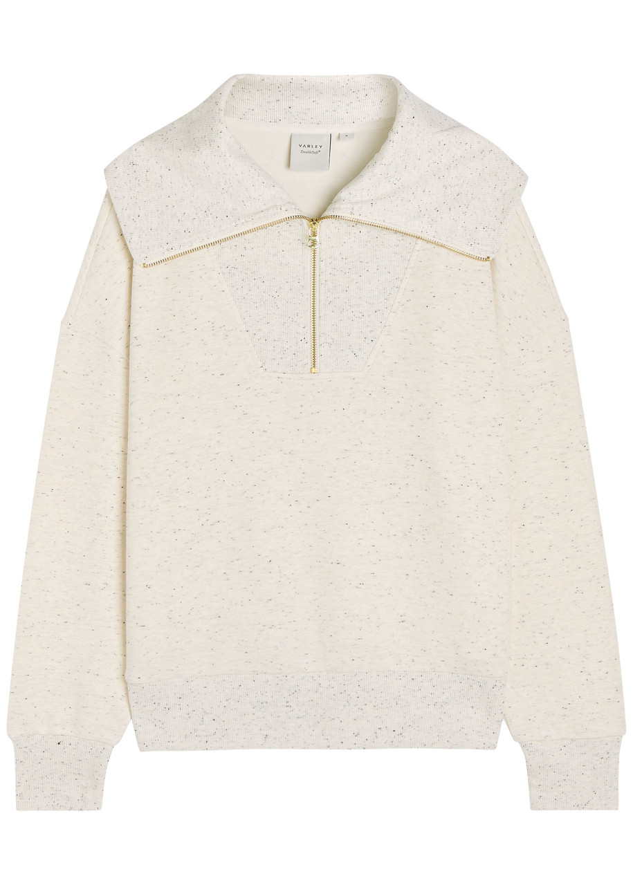 Varley Catherine Half-zip Stretch-jersey Sweatshirt In White