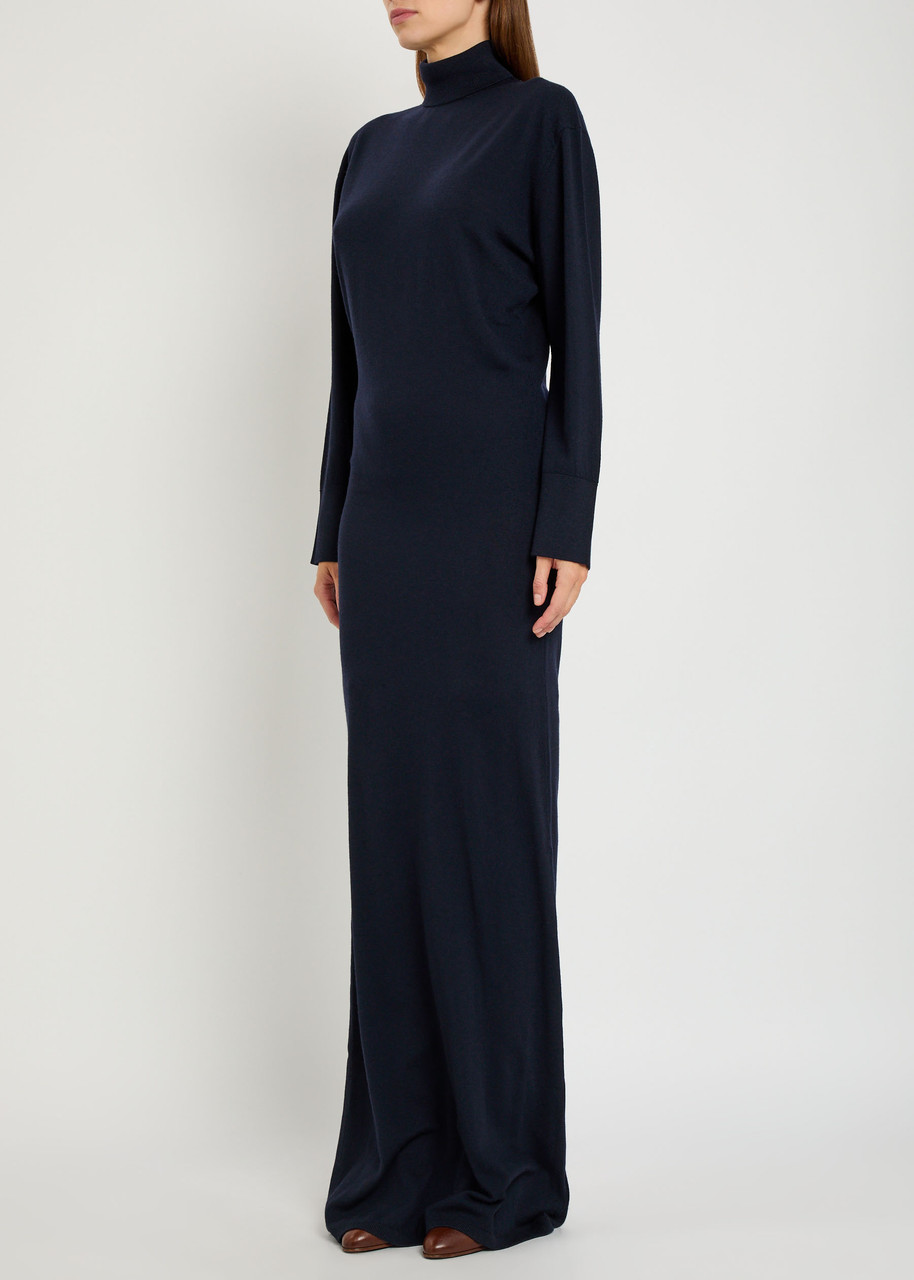 Armarium Merino Wool-blend Maxi Jumper Dress In Blue