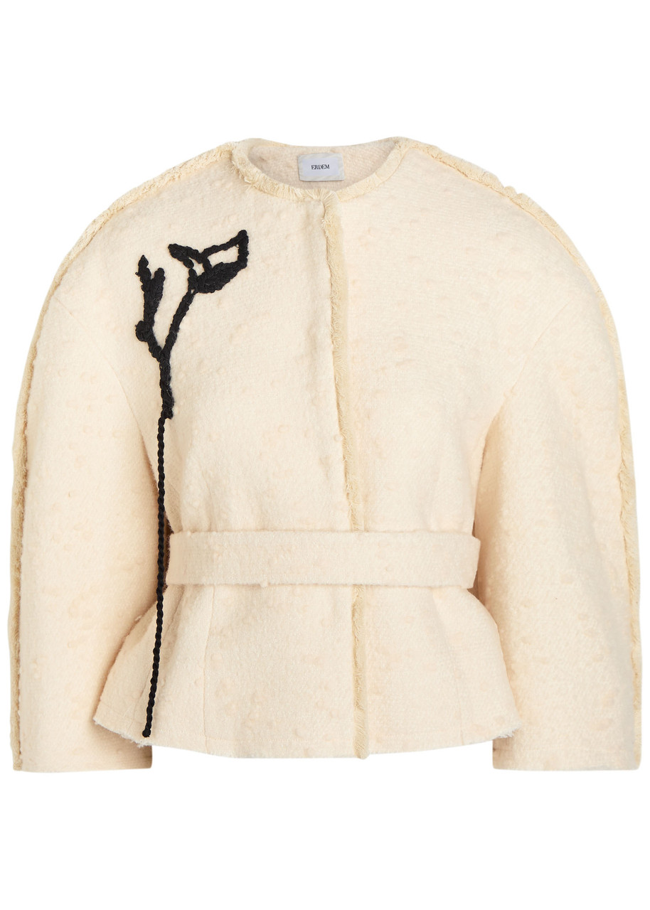 Erdem Cocoon Cropped Woven Jacket In Neutral