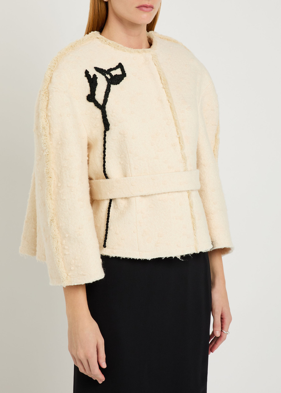 Erdem Cocoon Cropped Woven Jacket In Neutral