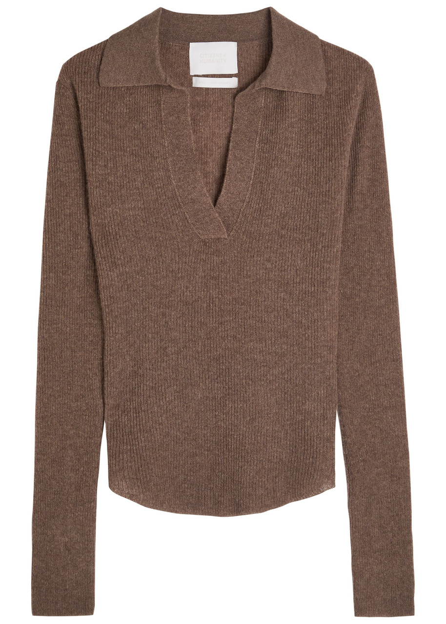 Citizens OF Humanity Simone Wool and Cashmere-blend Polo top - Grey