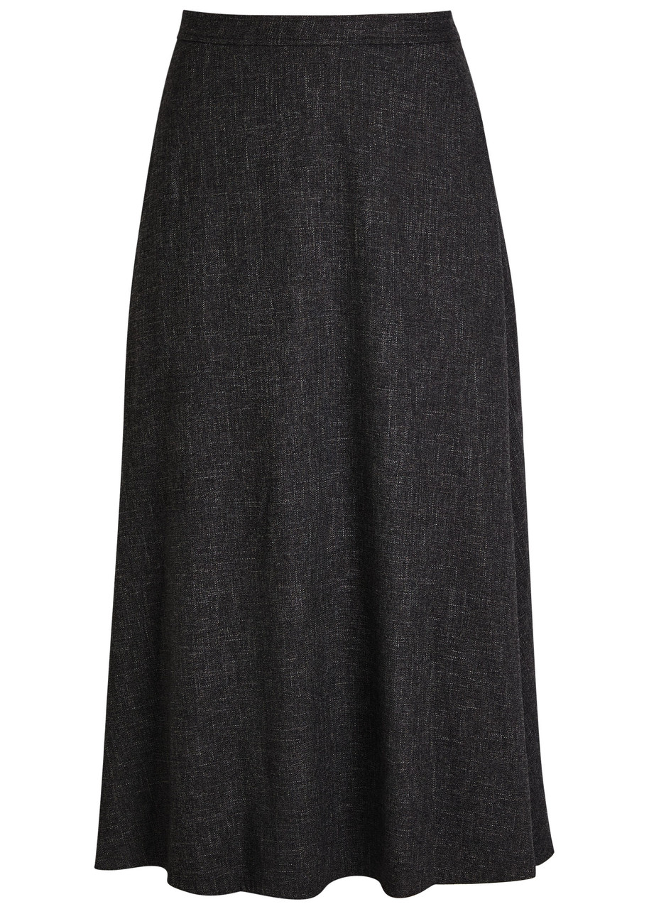 Vince Woven Midi Skirt In Gray