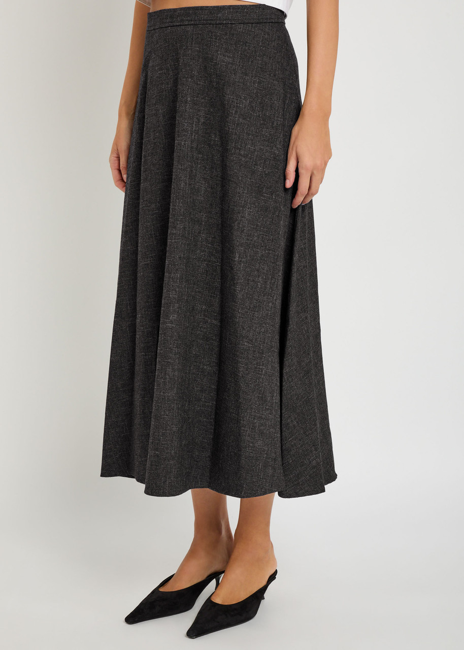 Vince Woven Midi Skirt In Gray
