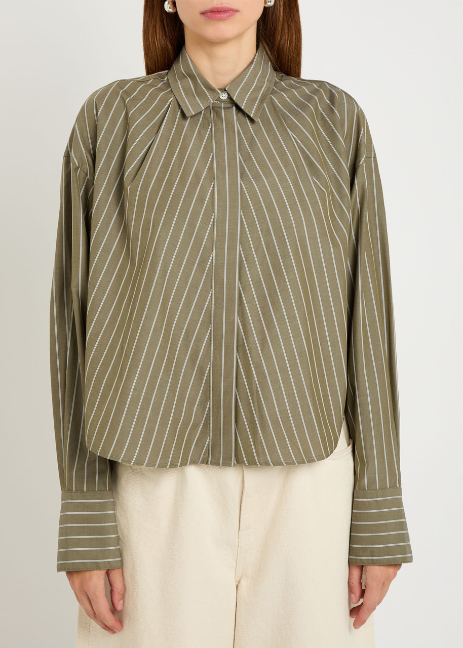 Rag & Bone Martha Stripe Cotton Poplin Button-up Shirt In Green