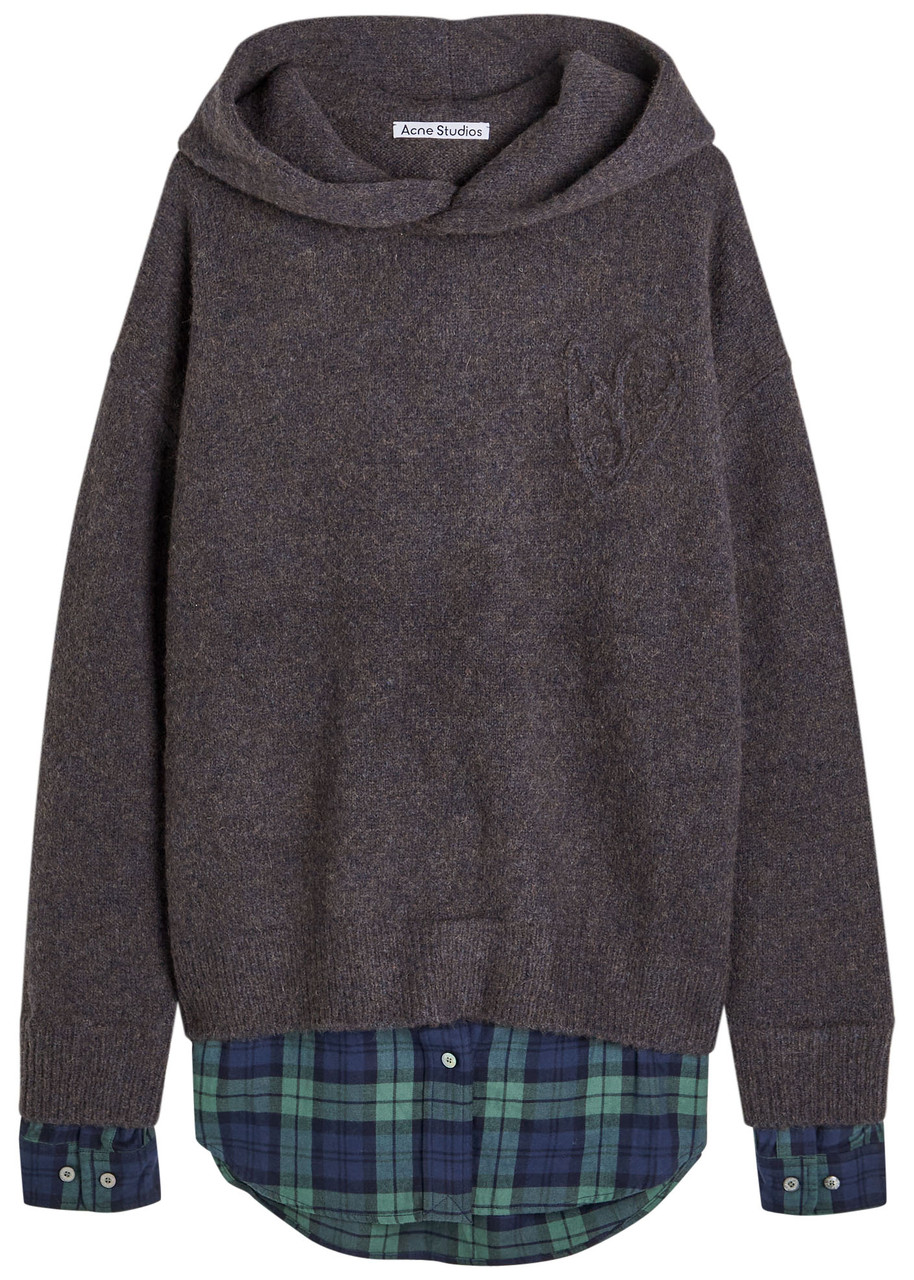 Acne Studios Shirt-effect Wool-blend Jumper In Brown