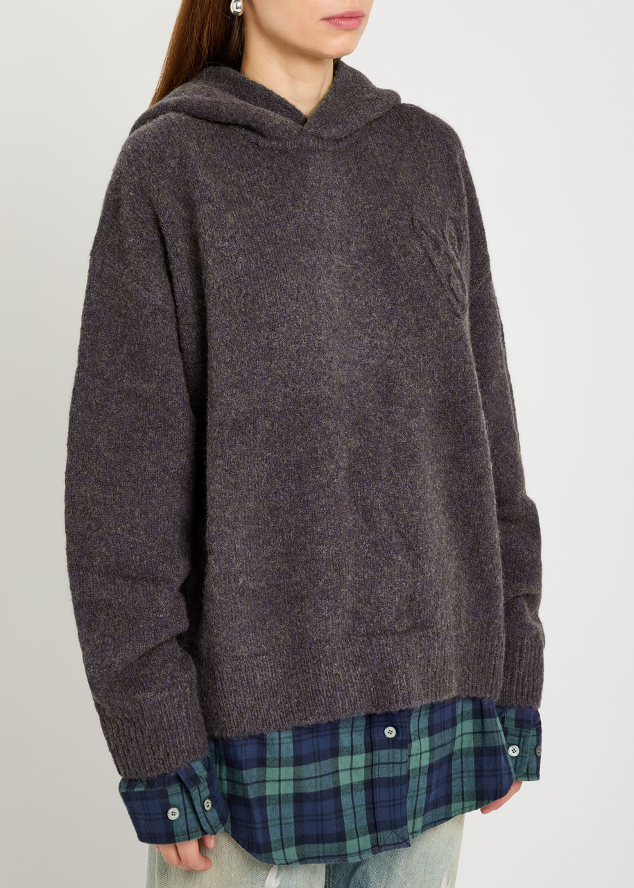 Acne Studios Shirt-effect Wool-blend Jumper In Brown