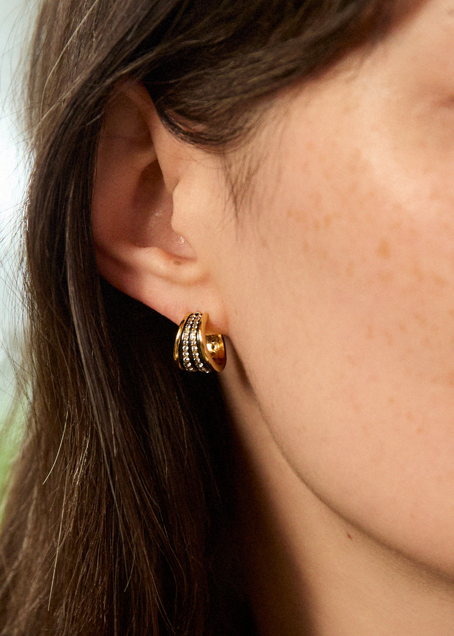 Laura Vann Nina 14kt Gold Vermeil Hoop Earrings In Brown