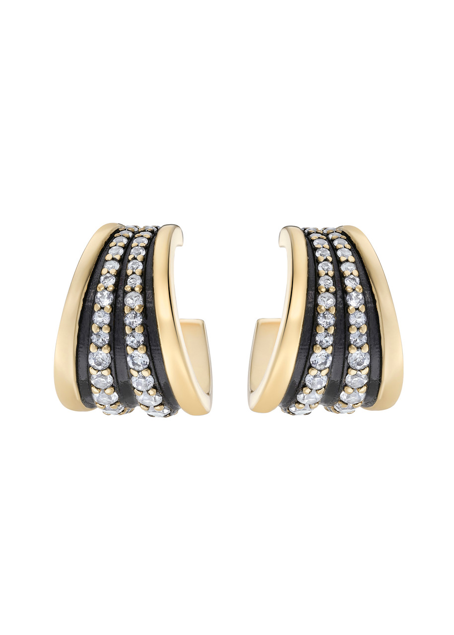Laura Vann Nina 14kt Gold Vermeil Hoop Earrings In Brown