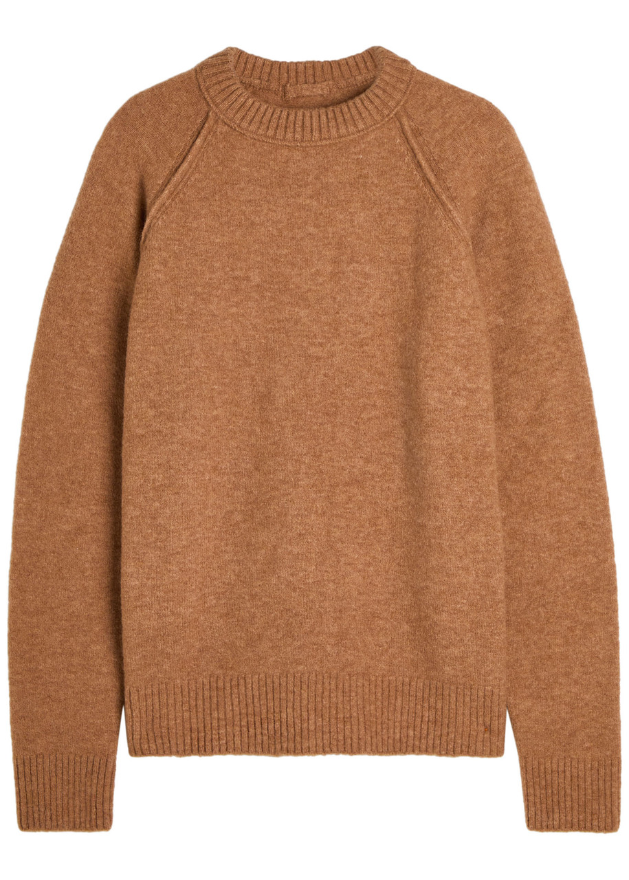 Ten C Maglieria Girocollo Brushed Wool-blend Jumper In Brown