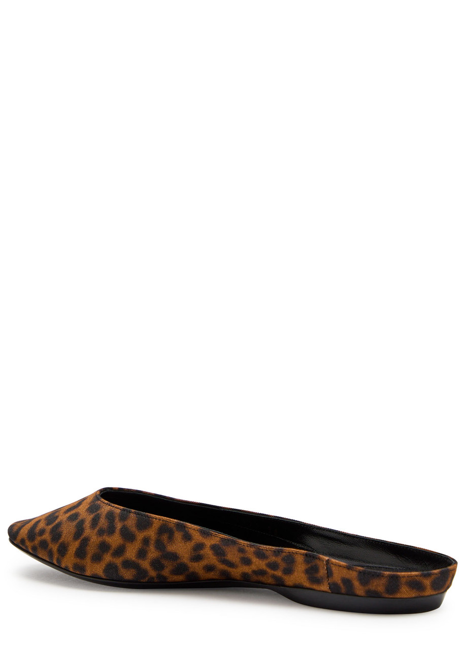 Saint Laurent Lido Leopard-print Woven Flats In Brown
