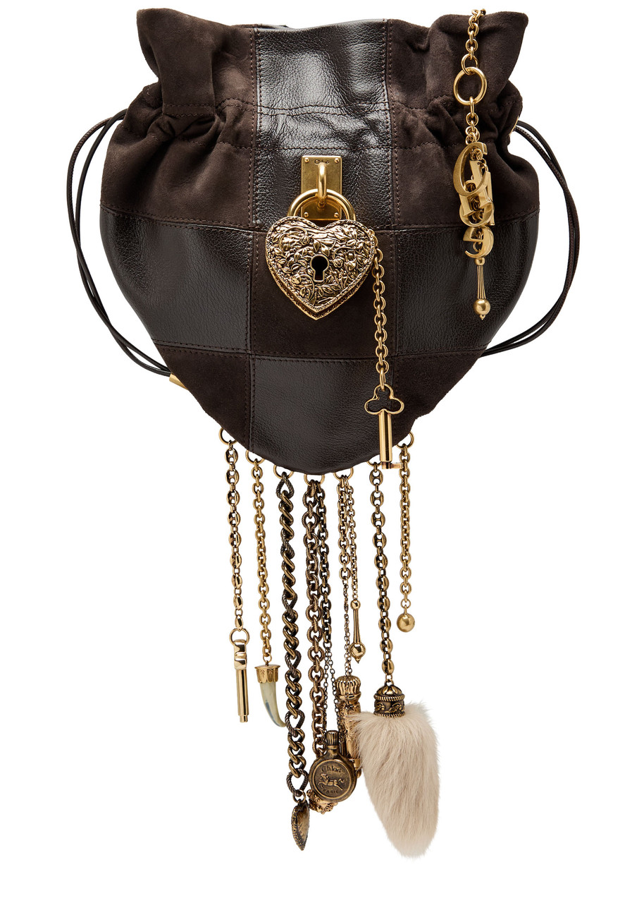 Chloé Chloe Chateau Treasures Panelled Leather And Suede Shoulder Strap In Brown