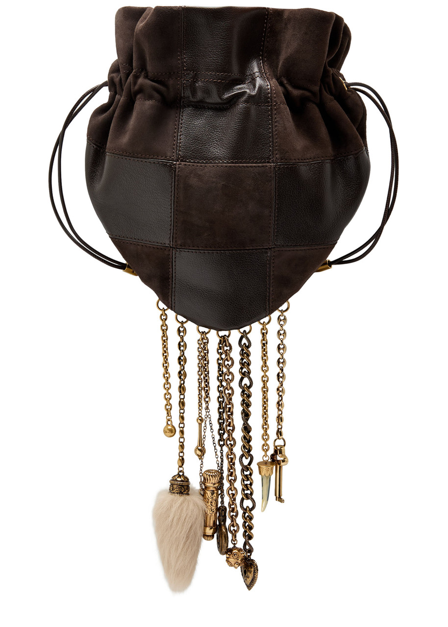 Chloé Chloe Chateau Treasures Panelled Leather And Suede Shoulder Strap In Brown