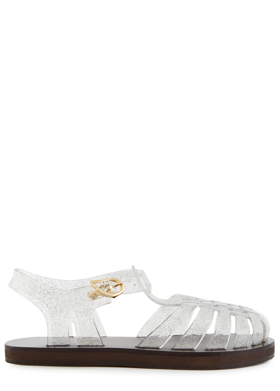 Ancient Greek Sandals Homeria Jelly Rubber Sandals In Silver