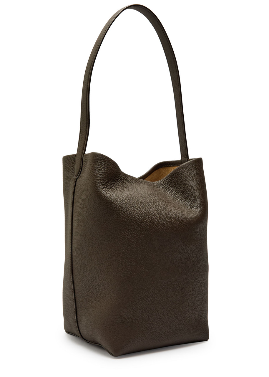 The Row Park Medium Grained Leather Tote In Brown