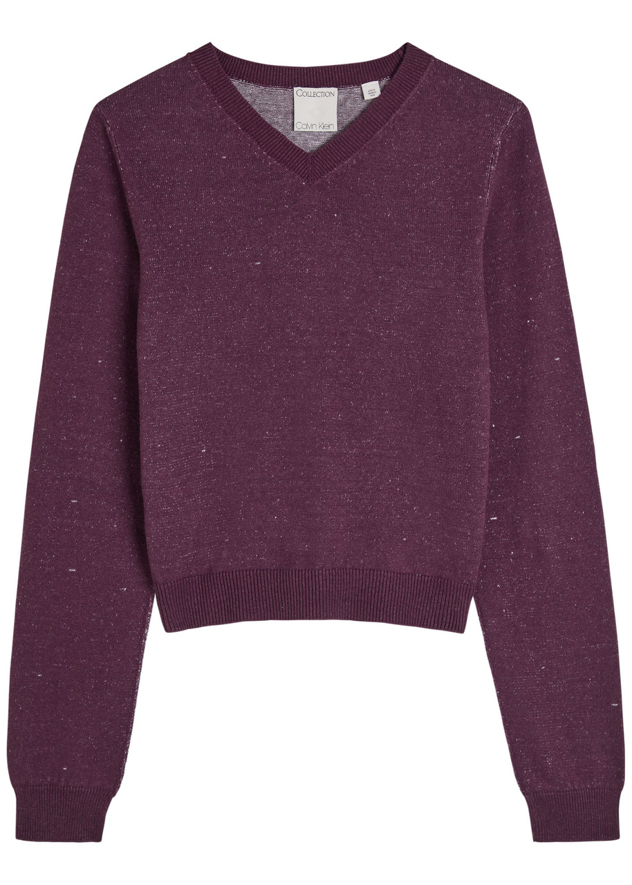 Calvin Klein Celia Linen-blend Jumper - Burgundy - M (UK12 / M)