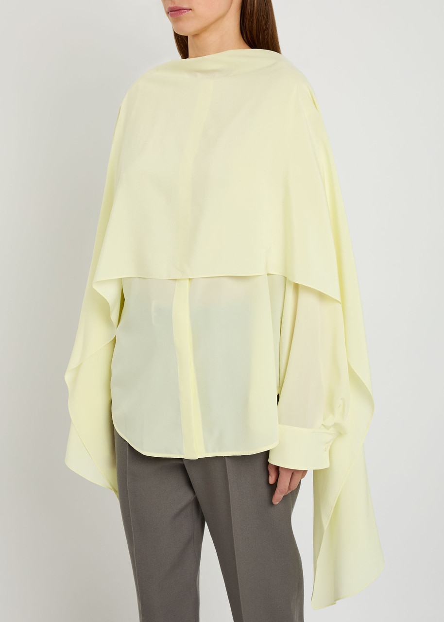 Calvin Klein Kiki Scarf-effect Silk-crepe Blouse In Yellow
