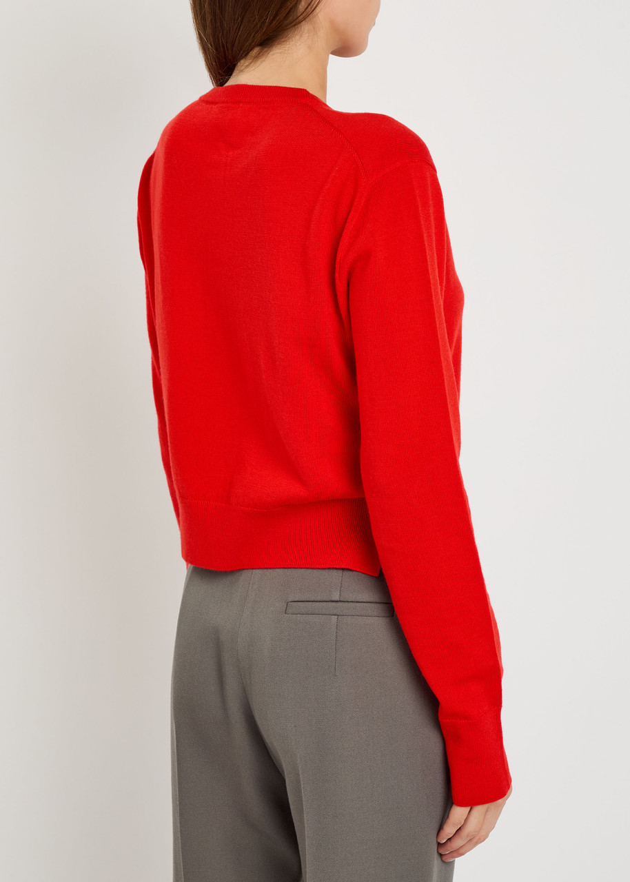  Calvin Klein Lila Wool Cardigan - Red - M (uk12 / M) 