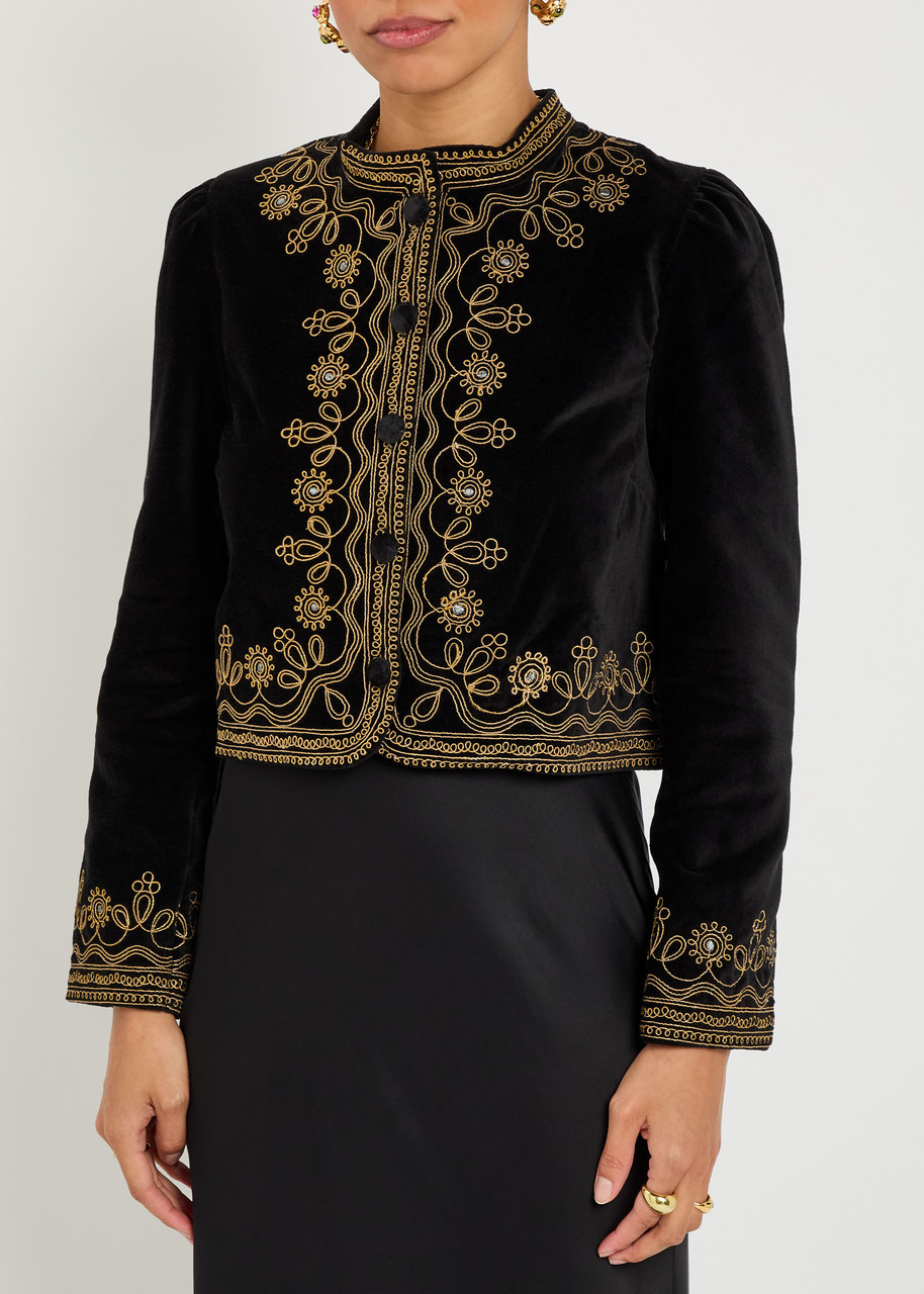 Rixo London Rixo Denver Embroidered Velvet Jacket In Multi