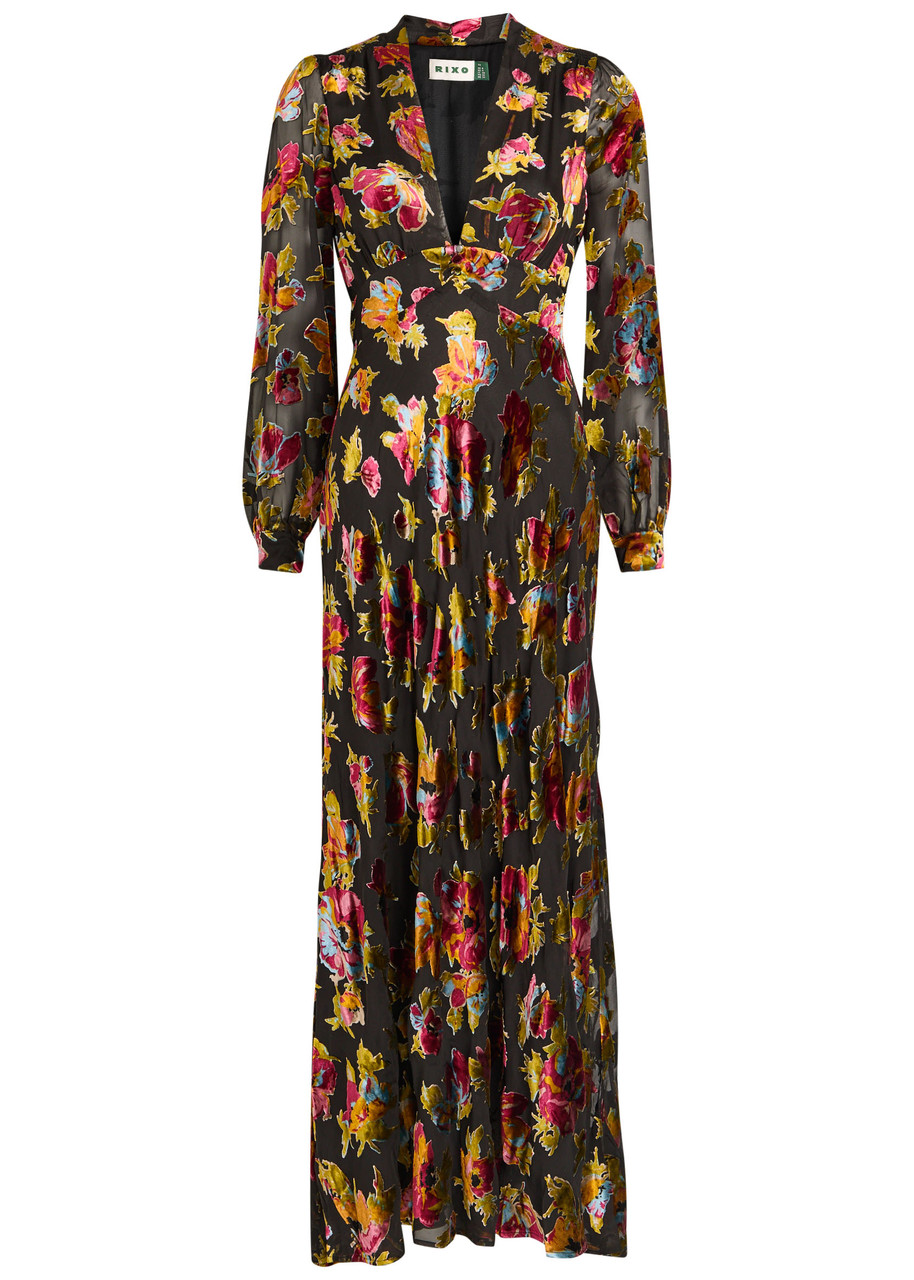 Rixo London Rixo Emory Floral-devoré Chiffon Maxi Dress In Multi