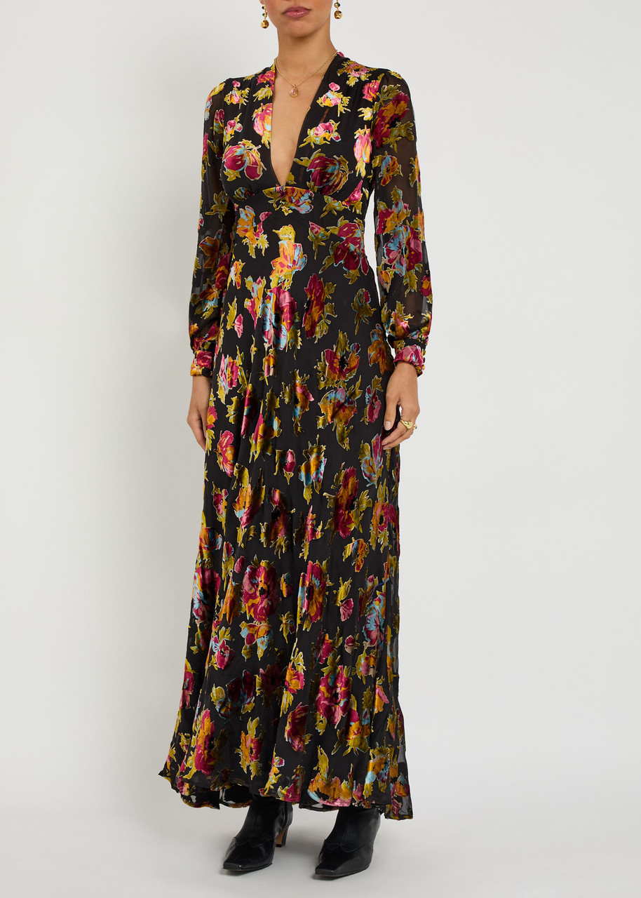 Rixo London Rixo Emory Floral-devoré Chiffon Maxi Dress In Multi