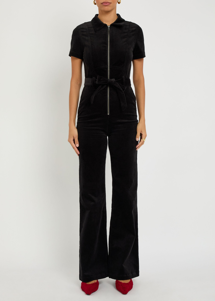 Alice And Olivia Alice + Olivia Gorgeous Corduroy Wide-leg Jumpsuit In Black