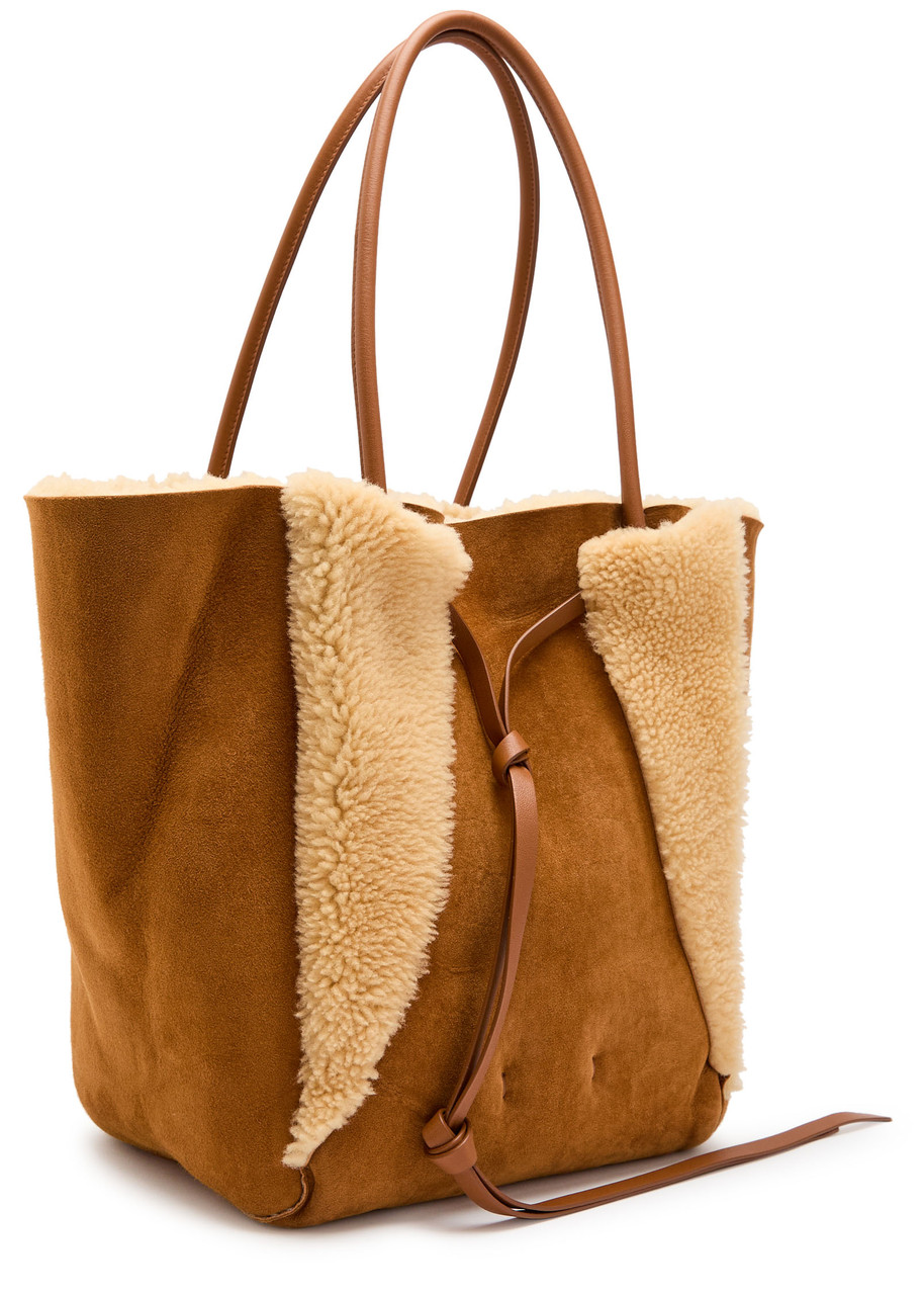 Gabriela Hearst Marija Shearling And Suede Tote Bag In Brown