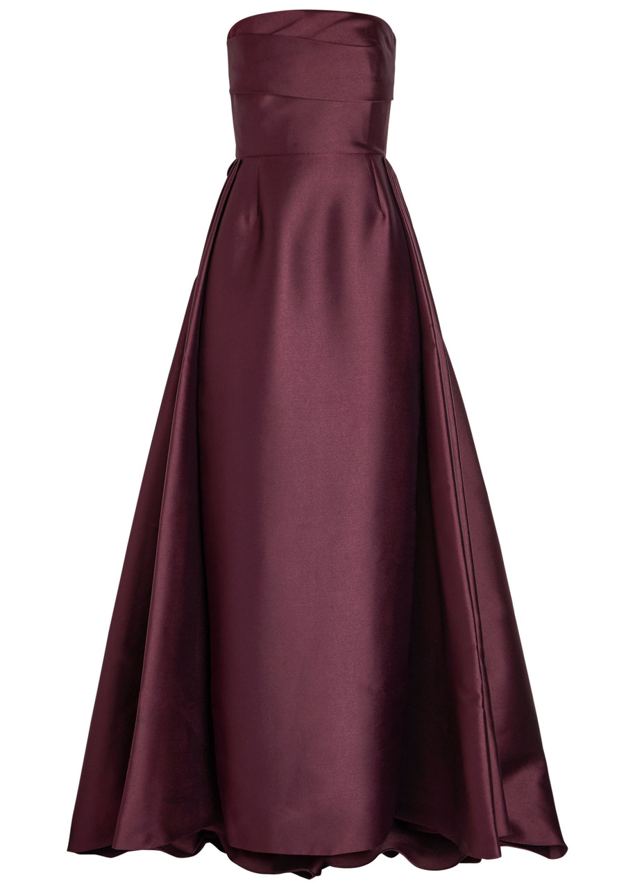 Solace London Tiffany Strapless Faille Gown In Purple