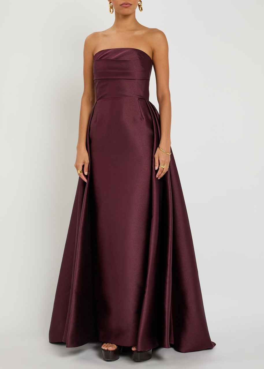 Solace London Tiffany Strapless Faille Gown In Purple