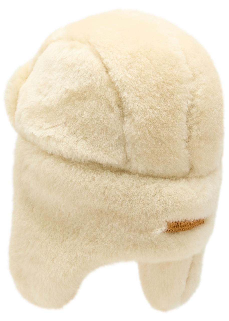 Jacquemus La Chapka Shearling Hat In White