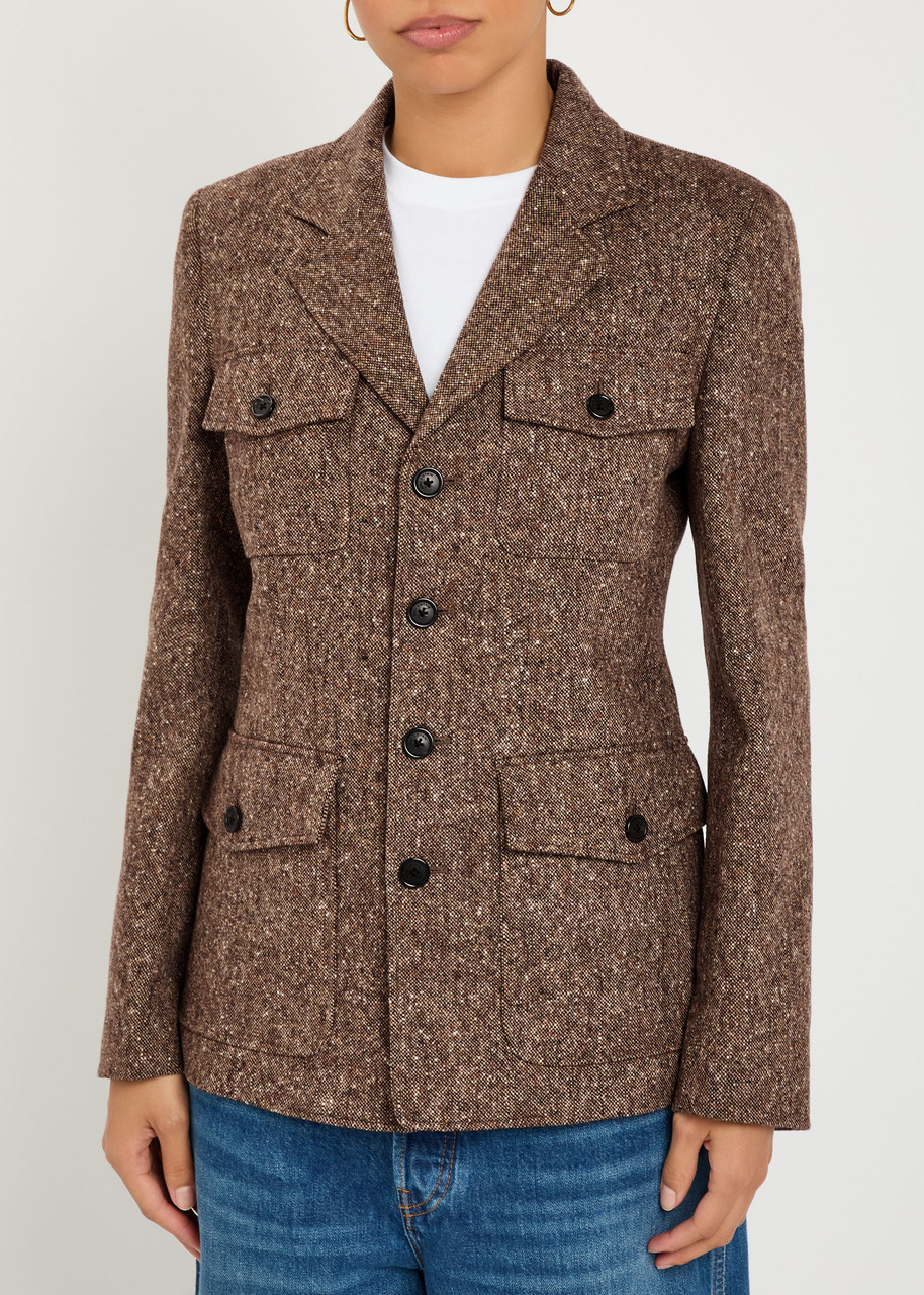 Nili Lotan Fleur Tweed Jacket In Brown