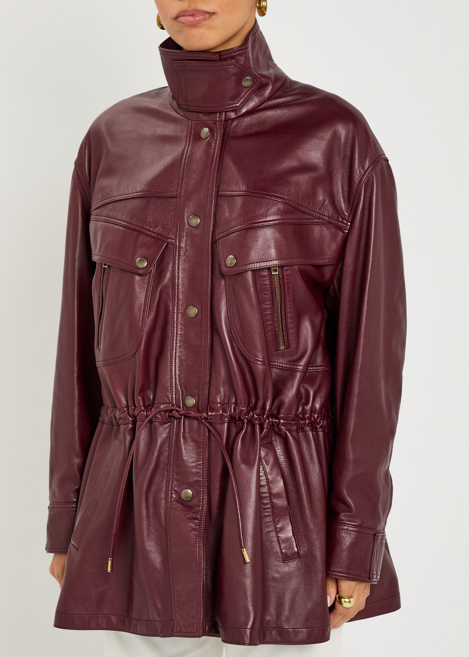 Chloé Chloe Quilted Leather Jacket In Burgundy