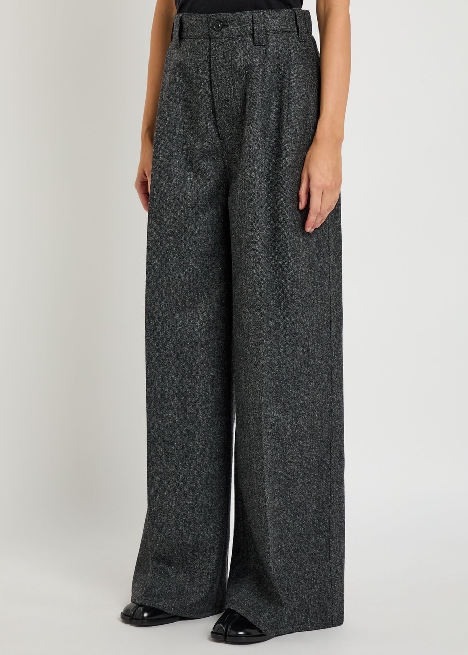 Maison Margiela Wide-leg Wool Trousers In Gray