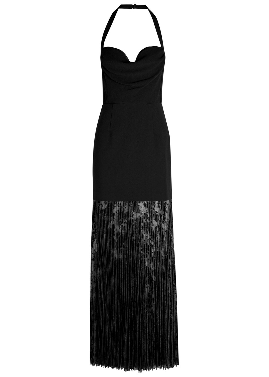 Rebecca Vallance Womens Black Milena Halterneck Stretch-woven Gown In Black