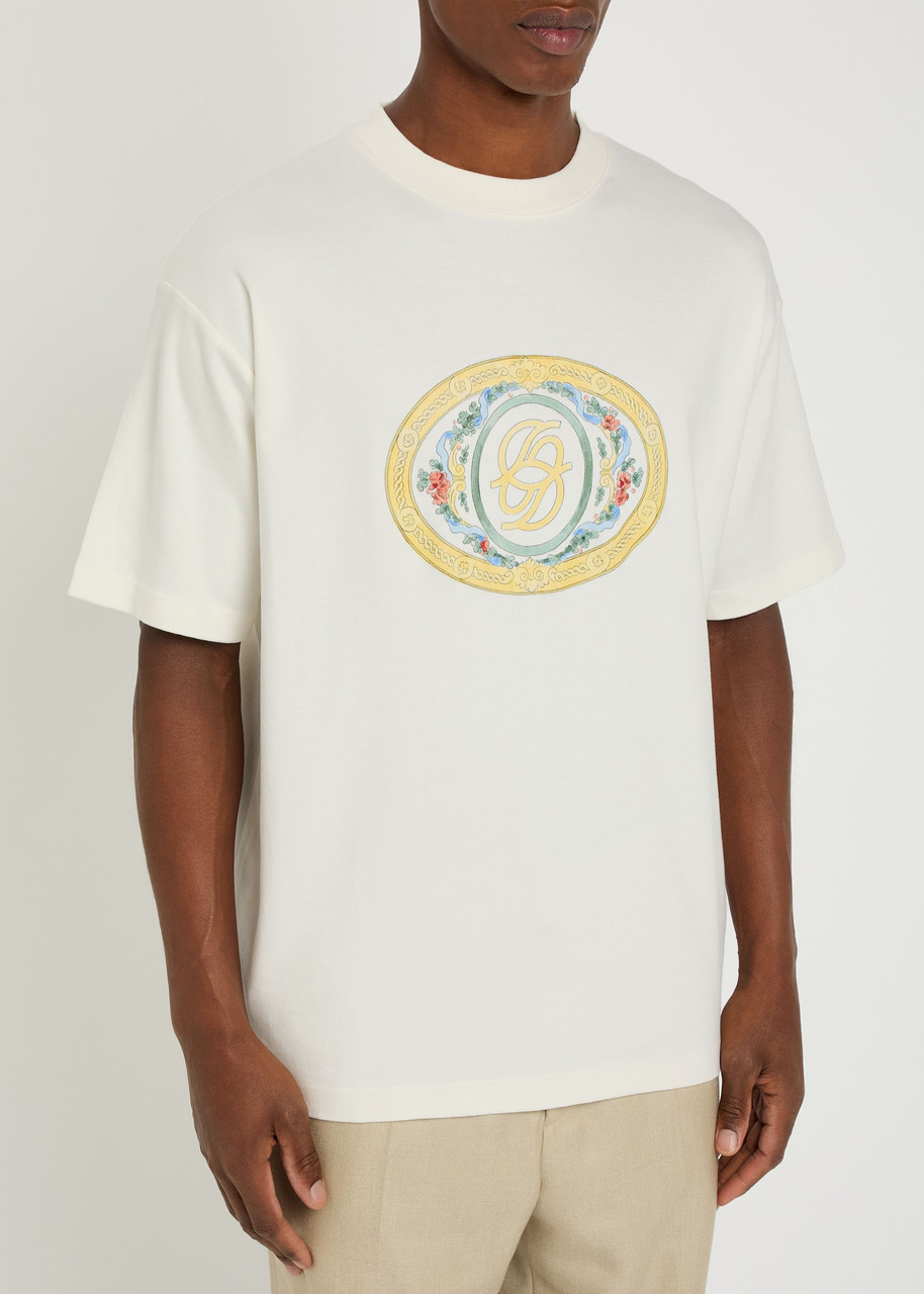 Drôle De Monsieur Le T-shirt D Miroir Ornements Printed Cotton T-shirt In White