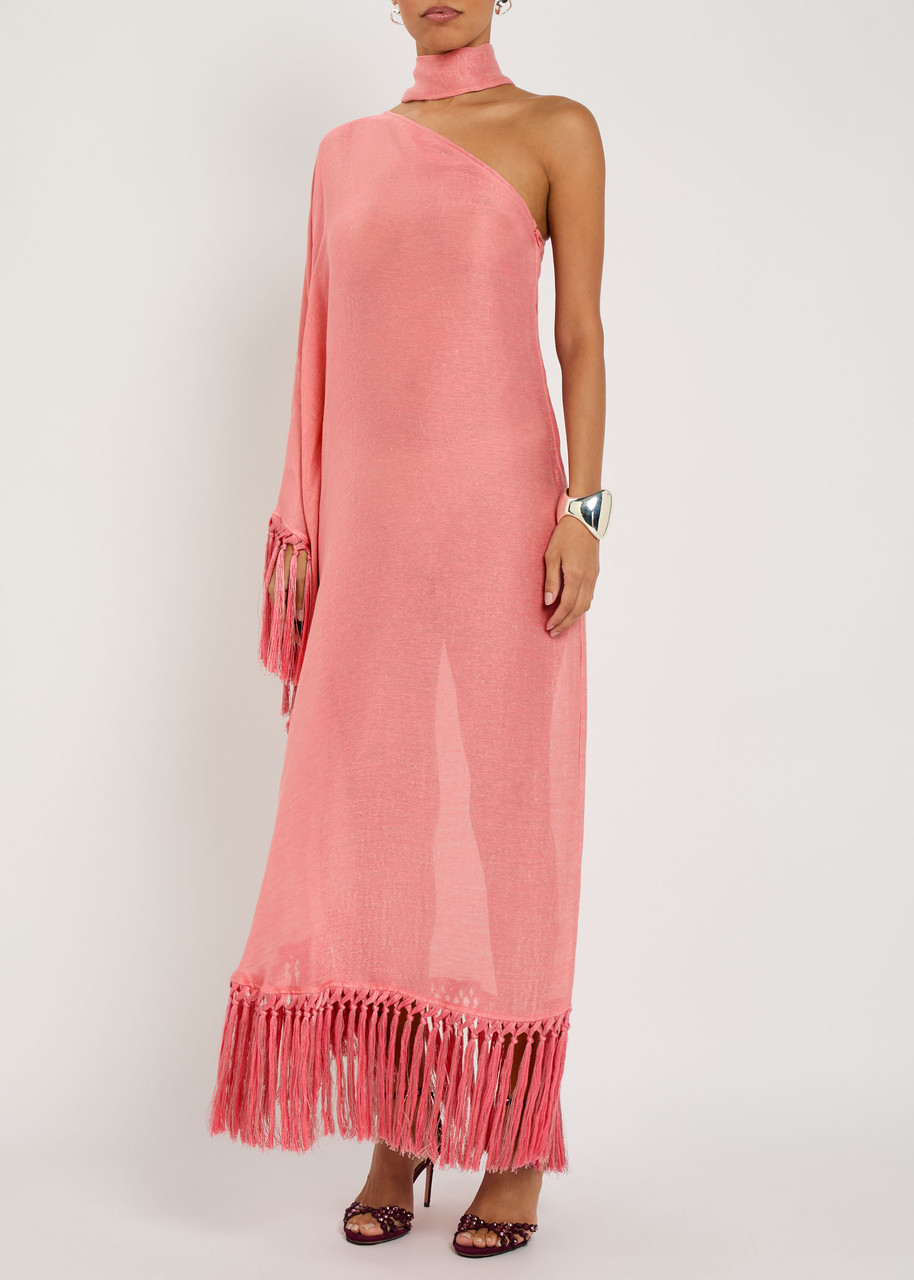 Taller Marmo Arno Linen-blend Maxi Dress In Pink